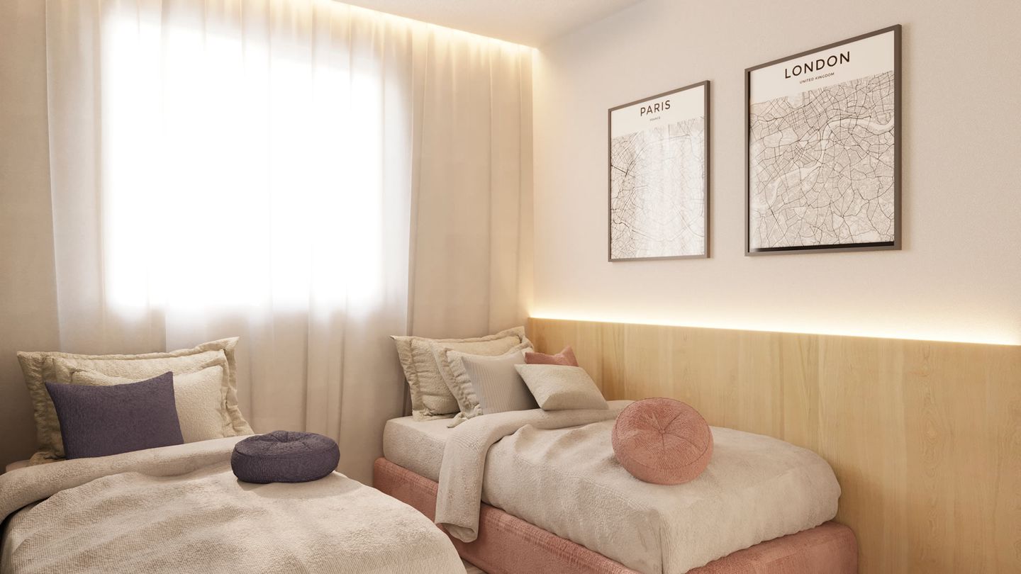 Quarto com duas camas de solteiro